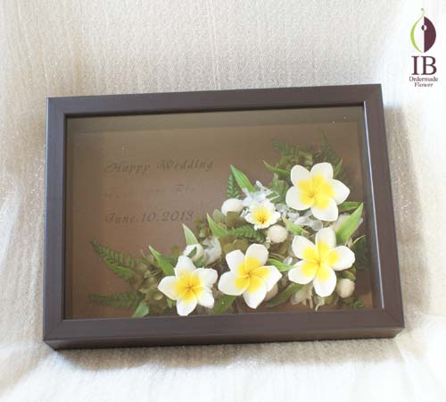 130821saプルメリアフレーム | ブリザーブドフラワーのオーダーメイド
