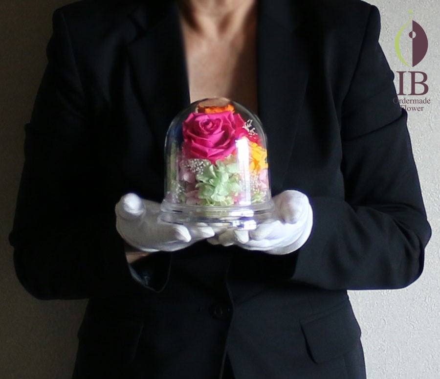 プリザーブドフラワー　ドームアレンジ　楽屋見舞