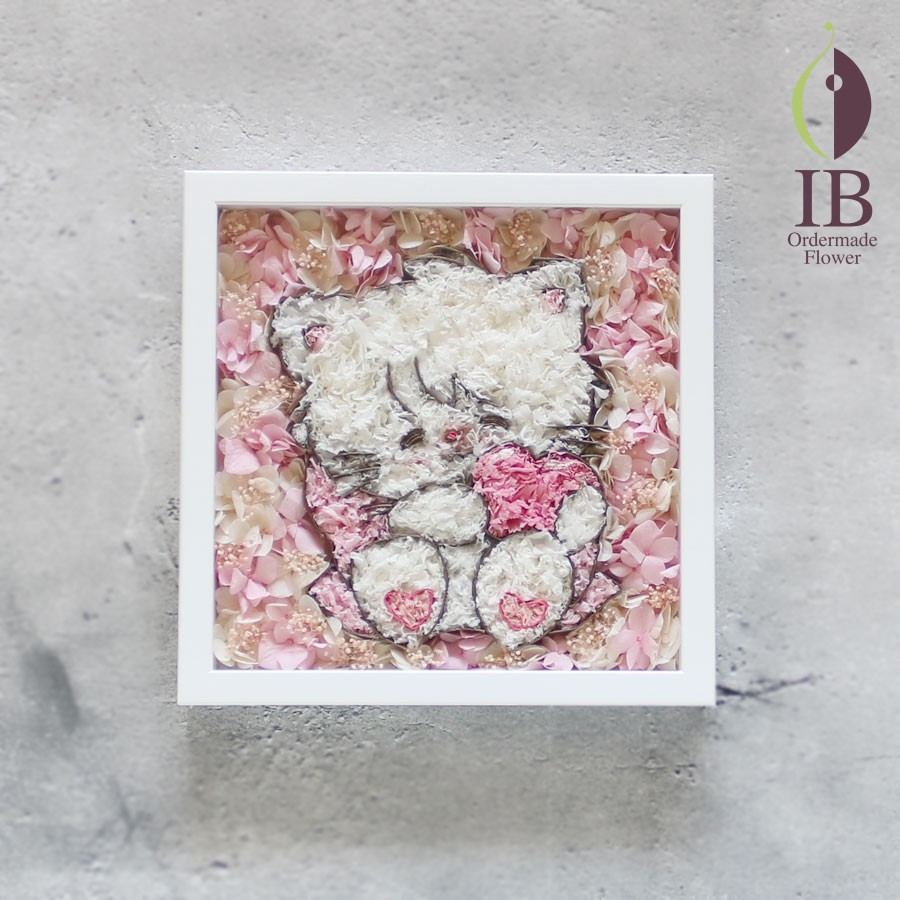 プリザーブドフラワー 猫 キャラクター装飾