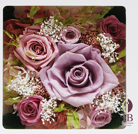 プリザ　紫のバラのフレーム
